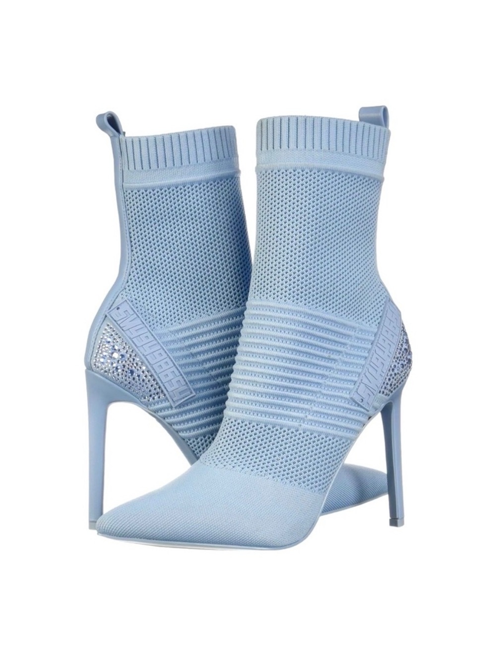 Sky Blue Knit Stiletto Sock Boots